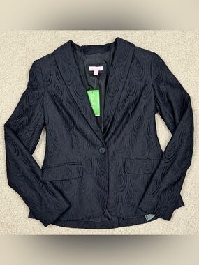 Lilly Pulitzer Campbell Feather Lace Blazer Two Tone Black